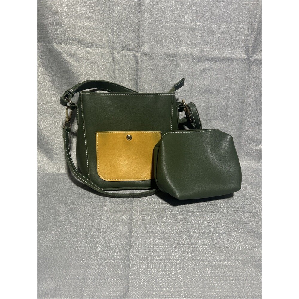 Green Yellow Crossbody Purse Hand Bag Two In One Coin Minimal Vibrant Versatile